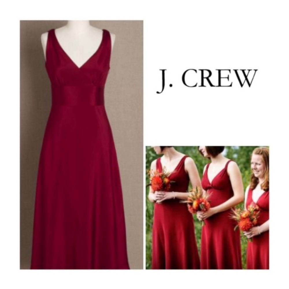 J.Crew Sophia Silk Dress Size 4 Burgundy Red. Full length.